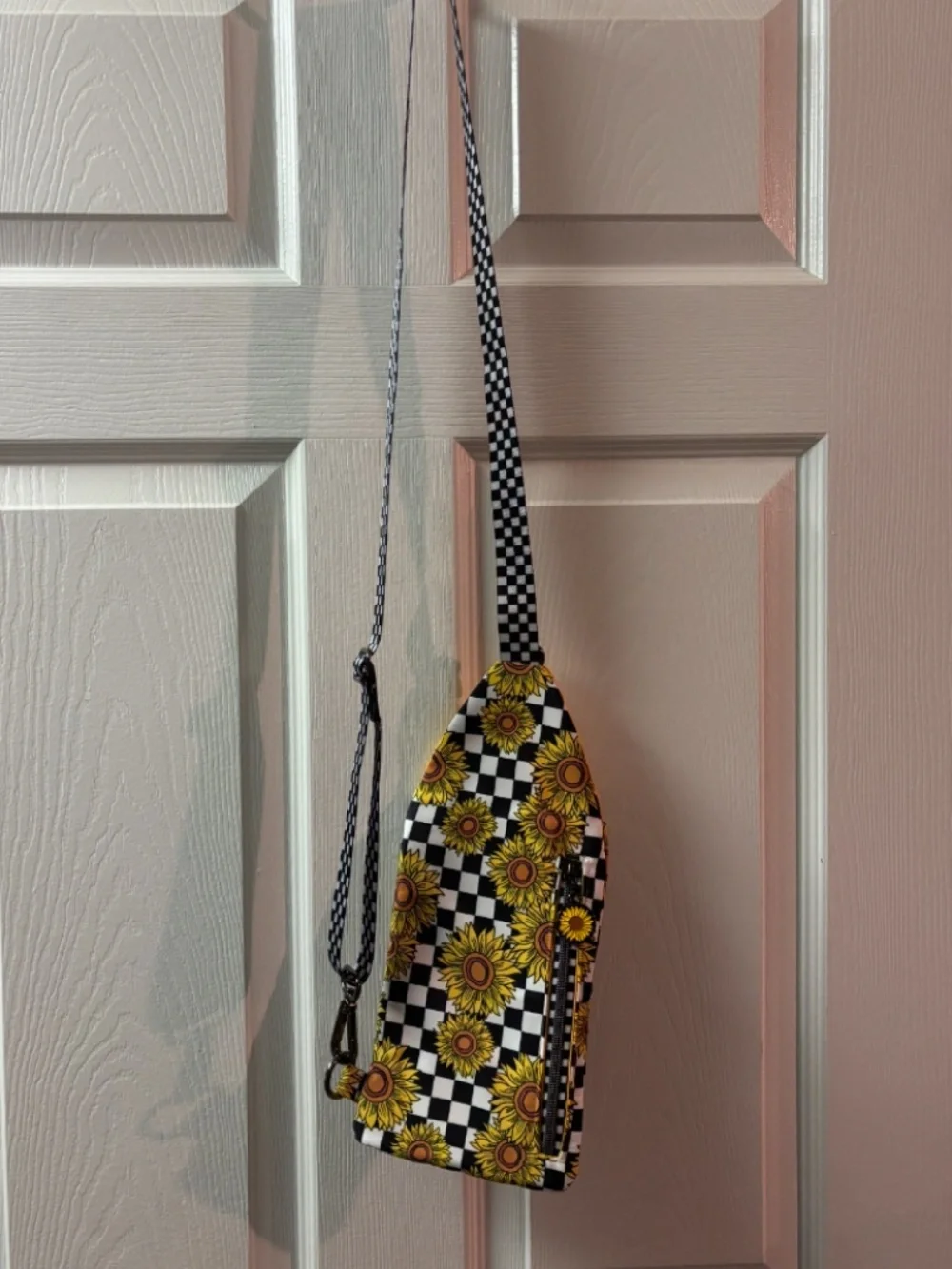 Sunflower - Yellow, White, & Black Checkered Crossbody Purse